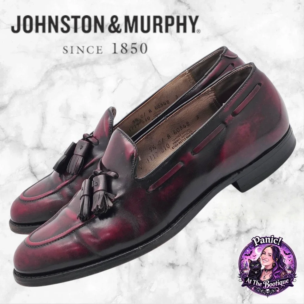 Johnston & Murphy Heritage Vintage Tassel Loafers Mens 9.5 C Oxblood Leather USA